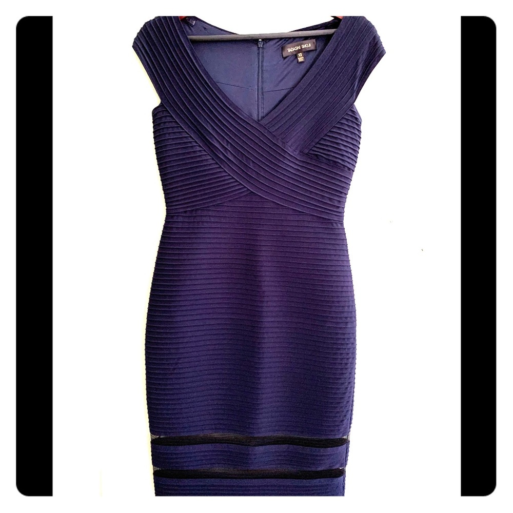 EUC Tadashi Shoji navy dress size XS